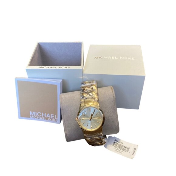 Michael Kors MK3608 Womens Gold-Tone Stainless Steel Analog Watch New w/Tags NIB - Picture 1 of 16